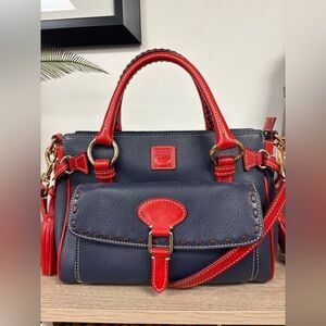 Dooney & Bourke Florentine Blue/Red Tassel Shoulder Bag